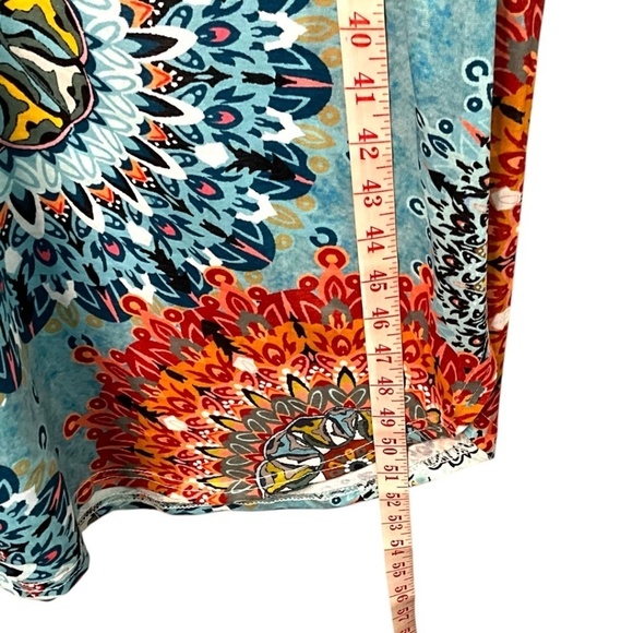 ZILCREMO Cotton Poly Blend Cap Sleeve Geometric Print Maxi Dress Double V-Neck - Picture 6 of 10
